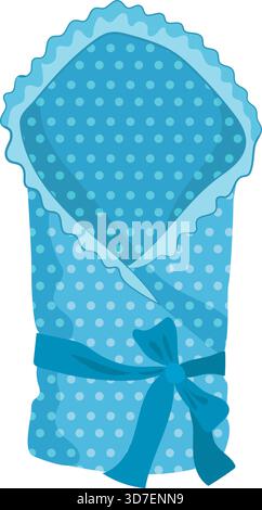 A blue baby blanket with polka dots and a bow Stock Vector