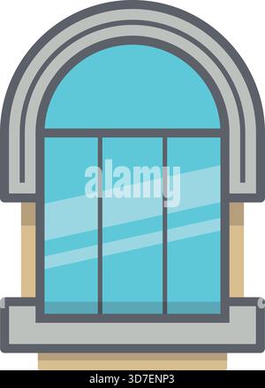 A window with a blue frame and a white background. The window is open and the light is shining through it Stock Vector