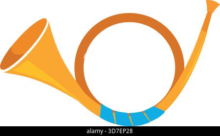 A large orange trumpet with blue and yellow stripes. The trumpet is the main focus of the image Stock Vector