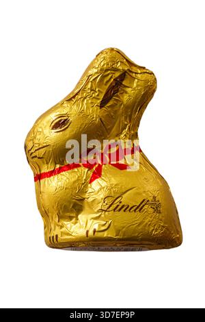 Bunny Lindt Bunny Swiss milk chocolate rabbit figure isolated on white background Stock Photo
