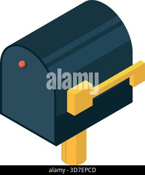A black mailbox with a yellow handle Stock Vector