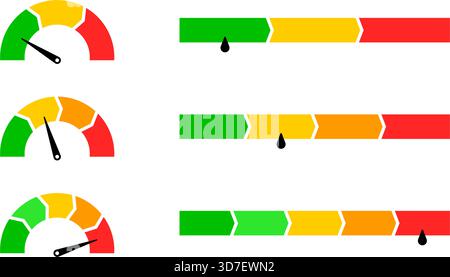 Scale icon with a circle and bar. Level rating gauge. Indicator for temperature, speed, and energy. Stock Vector
