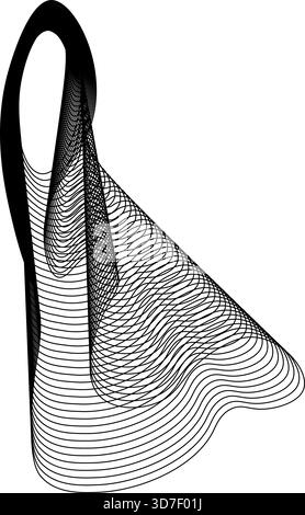 Circular void surrounded by irregular contour lines with layered curved shapes forming an abstract structure that blends geometric layout and organic Stock Vector