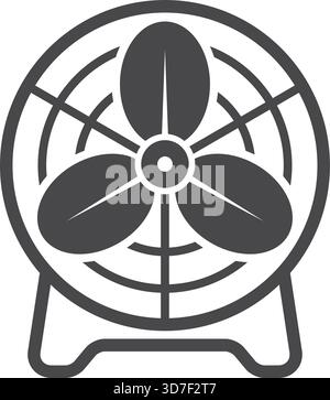 A fan with three blades is shown in black and white Stock Vector