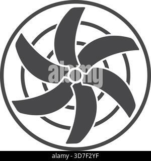 A black and white image of a fan with a white background Stock Vector