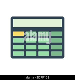 Simple wide calculator with rounded edges and a flat design. Flat style illustration Stock Vector