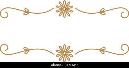 A gold and white floral border with a flower in the middle Stock Vector
