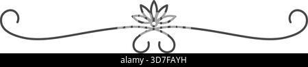 A black and white image of a flower with a curved line Stock Vector