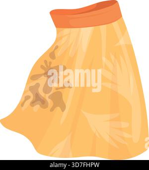 Dirty skirt cartoon icon. Muddy stain clothes laundry isolated on white background Stock Vector