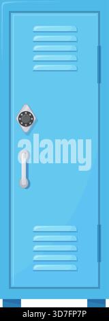 School blue locker. Metal door cartoon icon isolated on white background Stock Vector