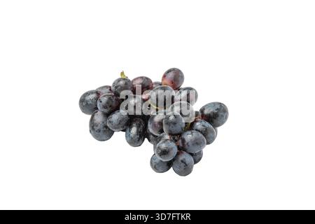 Fresh Bunch of Black Seedless Table Grapes Isolated Stock Photo