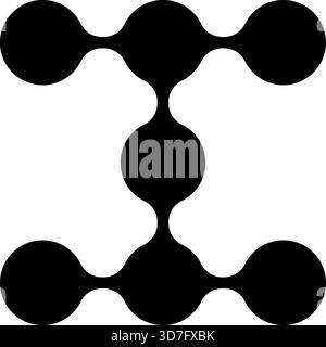 Matrix-like composition of circular nodes linked in a structured and repetitive arrangement. Stock Vector