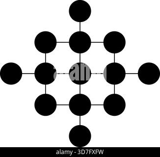 Grid of circular dots arranged in a rhombus-like geometric structure. Stock Vector