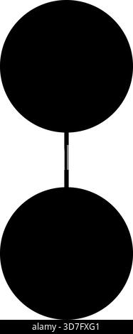 Minimalist composition featuring two circular dots connected by a thin-line structure. Stock Vector