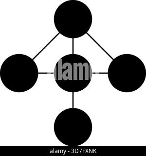 Triangular web-like structure formed by interconnected circular nodes. Stock Vector