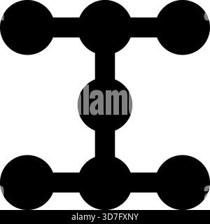 Interconnected circles forming a structured box-like frame with evenly spaced dots. Stock Vector