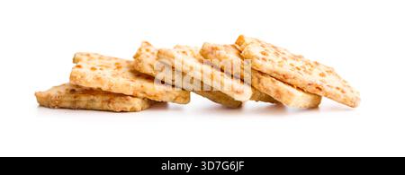 Crunchy salted crackers isolated on a white background. Stock Photo