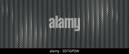 Ribbed glass texture with light flare effect. Vertical, lined glass overlay element isolated on transparent background Stock Vector