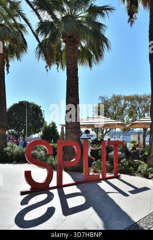 A sign giving tourist a picture taking opportunity in Split, Croatia Stock Photo