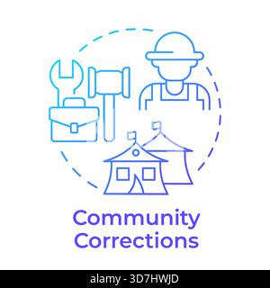 Community corrections blue gradient concept icon Stock Vector