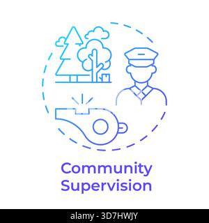 Community supervision blue gradient concept icon Stock Vector