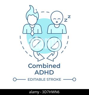 Combined adhd soft blue concept icon Stock Vector