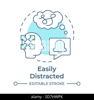 Easily distracted soft blue concept icon Stock Vector