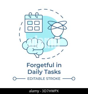 Forgetful in daily tasks soft blue concept icon Stock Vector