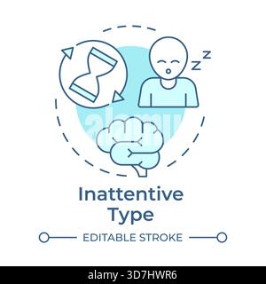 Inattentive type soft blue concept icon Stock Vector