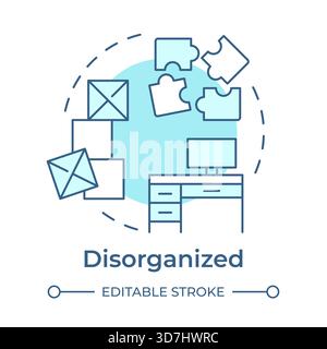 Disorganized soft blue concept icon Stock Vector