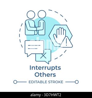 Interrupts others soft blue concept icon Stock Vector