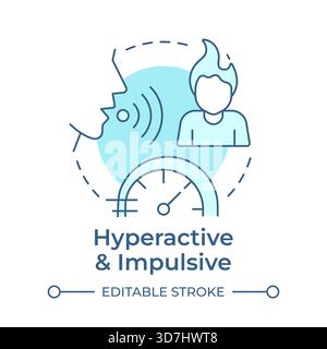 Hyperactive and impulsive soft blue concept icon Stock Vector