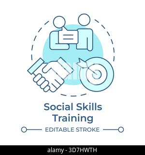 Social skills training soft blue concept icon Stock Vector