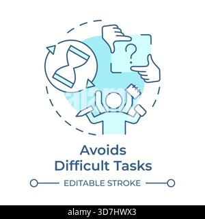 Avoids difficult tasks soft blue concept icon Stock Vector