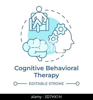 Cognitive behavioral therapy soft blue concept icon Stock Vector
