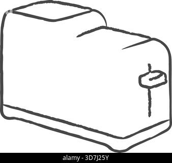 A countertop toaster with a lever and slot openings depicted in a straightforward line style. Stock Vector