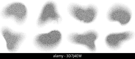 Stippled irregular shapes noise grain effect gradient texture set. Stock Vector