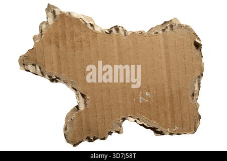 Cow-like shape torn cardboard paper isolated on white background with clipping path Stock Photo
