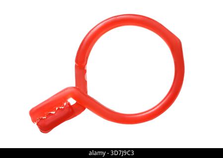 Old red plastic clothespin clip isolated on white background Stock Photo