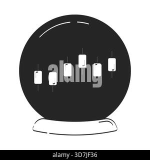Stock market candlestick in fortune crystal ball doodle linear object Stock Vector