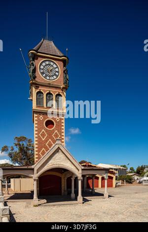 The striking Clock Tower Esperance, region of Western Australia, on the Southern Ocean coastline. Building, design, planning, construction, style, bold Stock Photo