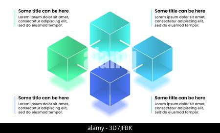 Infographic template with 4 options or steps. Blockchain. Can be used for workflow layout, diagram, banner, webdesign. Vector illustration Stock Vector