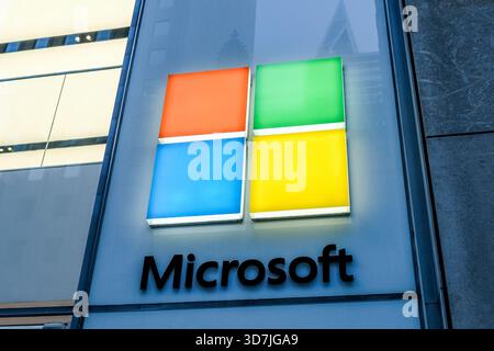New York City, USA. 15th, October 2025. The American multinational technology Microsoft in New York City. Stock Photo