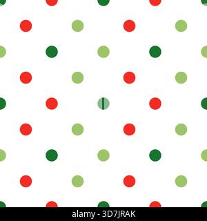 Small red and green on white vector polka dot seamless pattern for Christmas and holiday package design Stock Vector