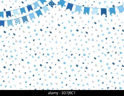 Cute vector background with party bunting flags in blue and colors for invitations, party and birthday designs Stock Vector
