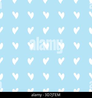 Heart Seamless Pattern With Blue Background Stock Vector