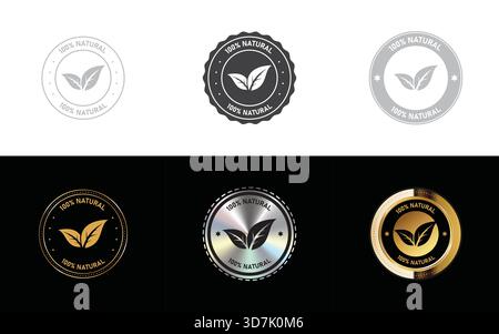 Natural Badge – Organic Product Label, Eco Friendly Stamp and Green Vector Seal Stock Vector
