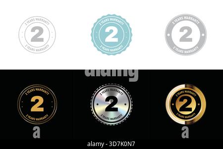 2 Year Warranty Badge – Product Guarantee Label, Premium Quality Assurance Stamp and Vector Seal Stock Vector