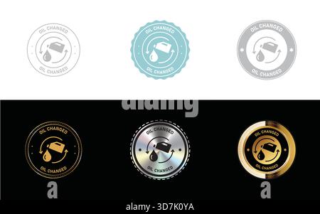 Oil Changed Badge – Car Service Maintenance Label, Engine Lubrication Stamp and Automotive Garage Vector Seal Stock Vector