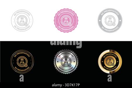 No Preservatives Badge – Chemical Free Product Label, Natural Organic Stamp, Icon and Vector Seal Stock Vector